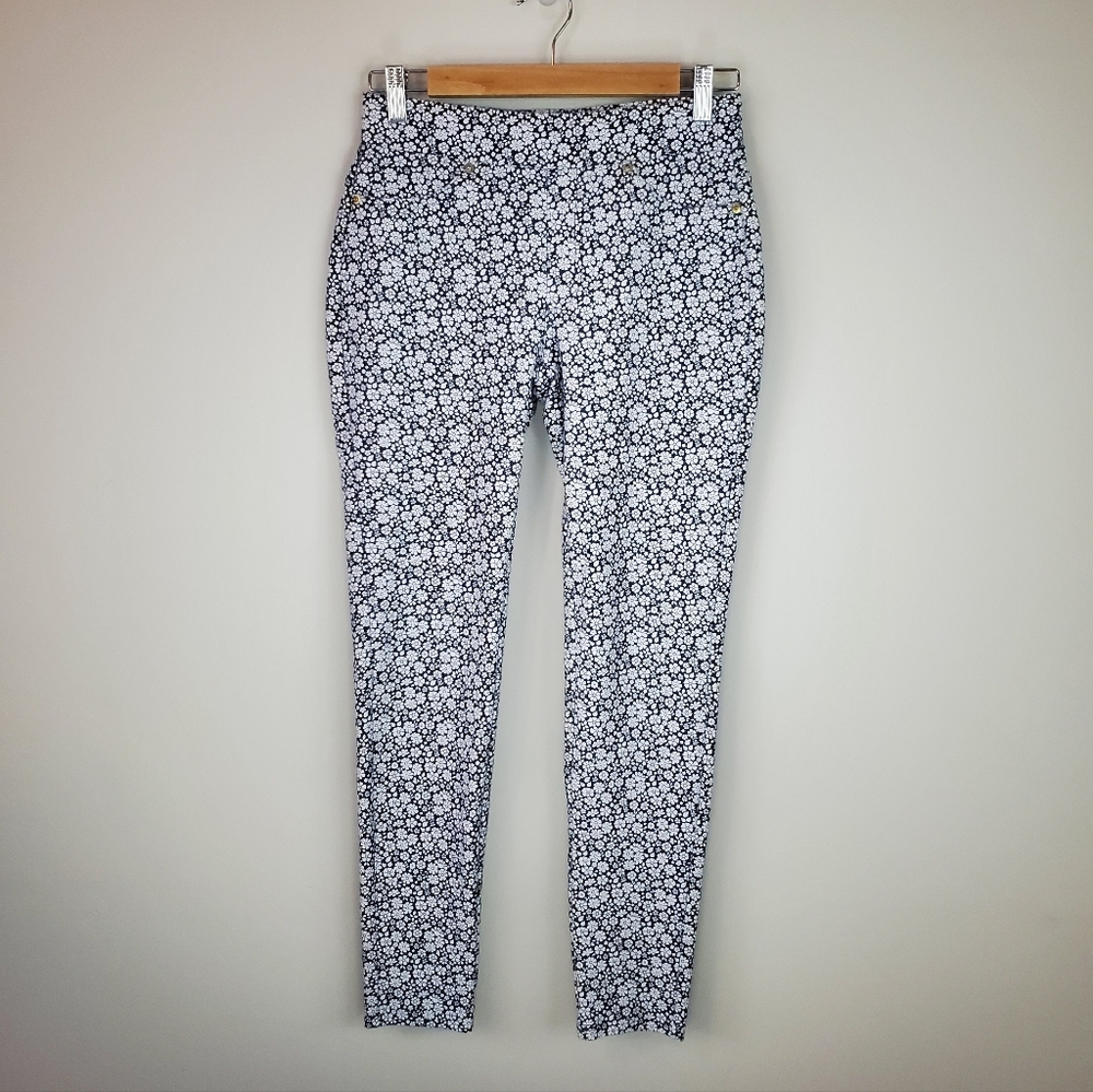 Michael Michael Kors Size S Black White Ditsy Floral Pull On Pants